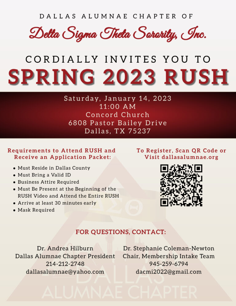 Spring 2023 Rush Dallas Alumnae Chapter of Delta Sigma Theta Sorority